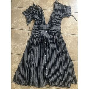 Faithfull S Rayon MIDI Belted Striped Dress